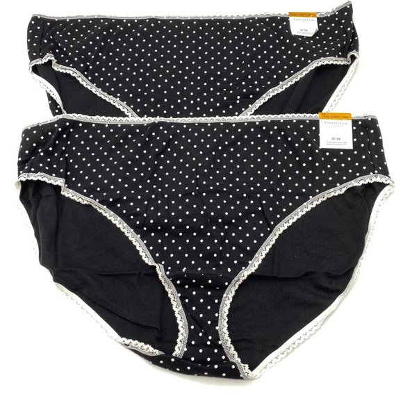 INC black and white polka dot briefs panties size 3X New lace trim cotton - Picture 1 of 5